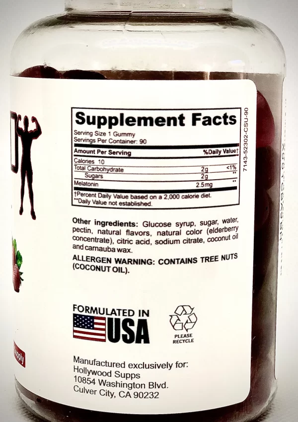 Supplement Facts for Hollywood Supps Melatonin